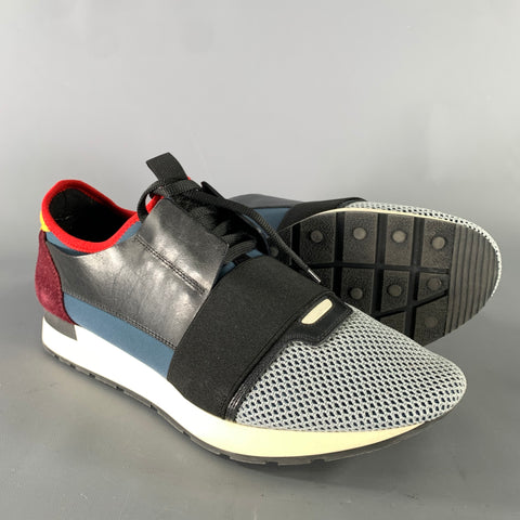 BALENCIAGA Size 10 Black Multi-Color Mixed Patterns Mixed Fabrics Sneakers