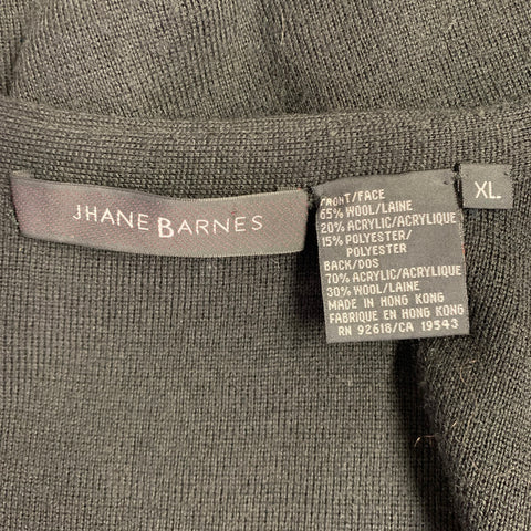 JHANE BARNES Size XL Black Beige Woven Wool Blend Button Down Vest