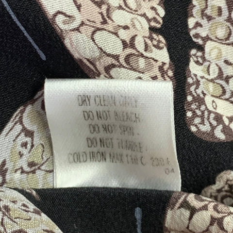 GUCCI Size S Black Rose Grey Butterfly Silk Button Up Long Sleeve Shirt