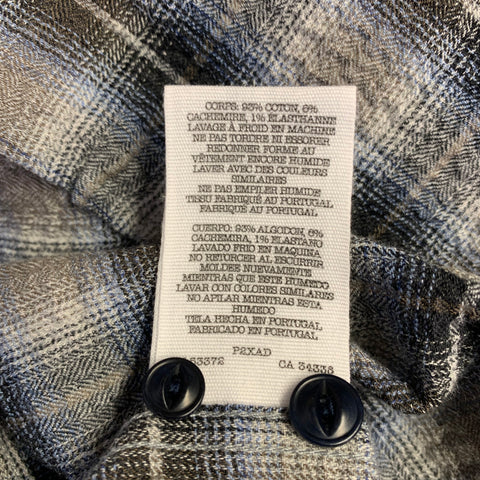 YMC Size M Curtis Grey Brown Plaid Cotton Cashmere Blend One Pocket Long Sleeve Shirt