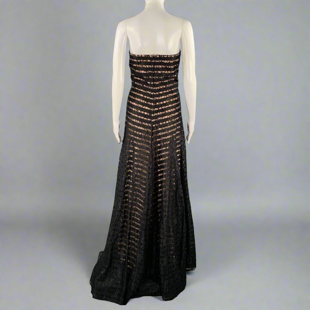 VERA WANG Size 8 Black Pink Nylon Blend Double Layer Long Dress