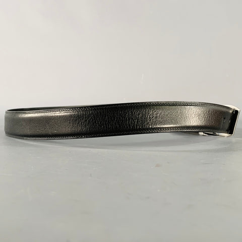 RALPH LAUREN Size 36 Black Silver Leather Belt