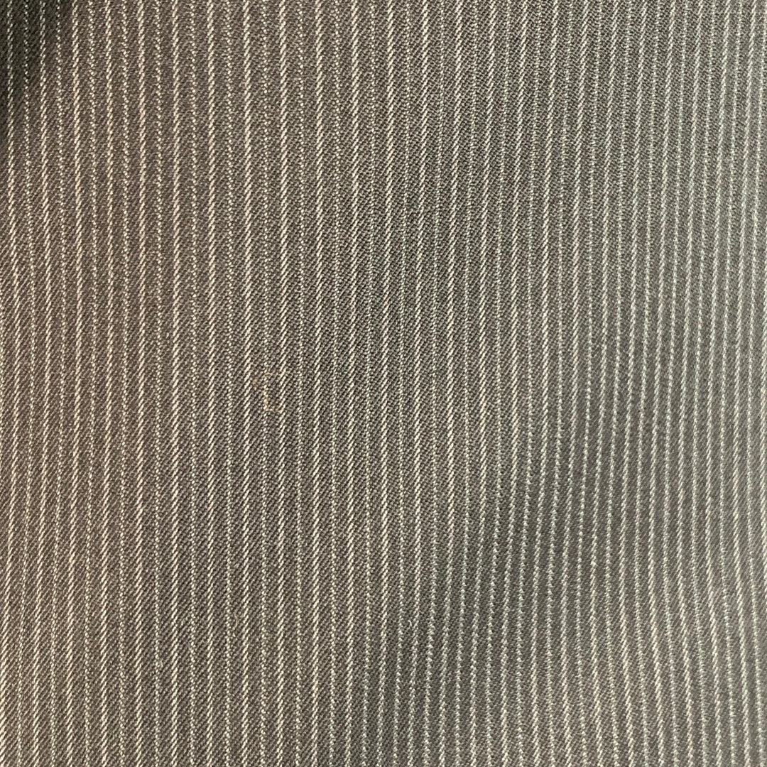 ASTOR & BLACK Size 44 Black Grey Stripe Single Breasted Peak Lapel 3 Piece Suit