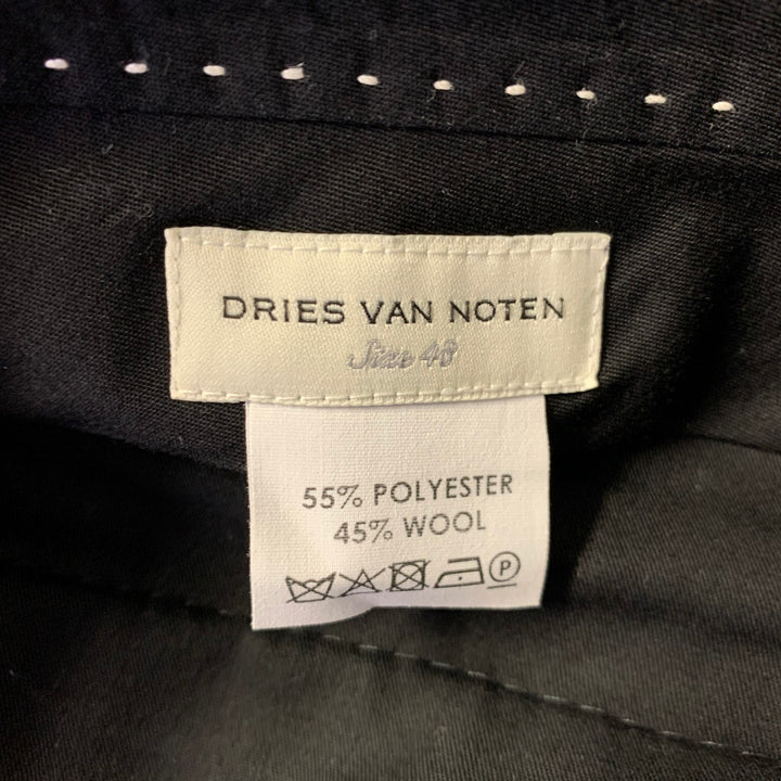 DRIES VAN NOTEN Size 38 Navy Wool Polyester Notch Lapel Suit