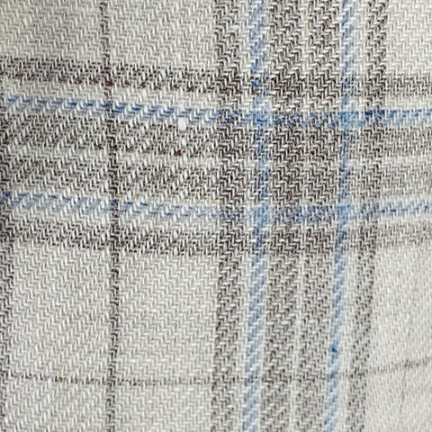 OARS & OLD IVY Size 38 White Brown Blue Plaid Linen Wool Sport Coat