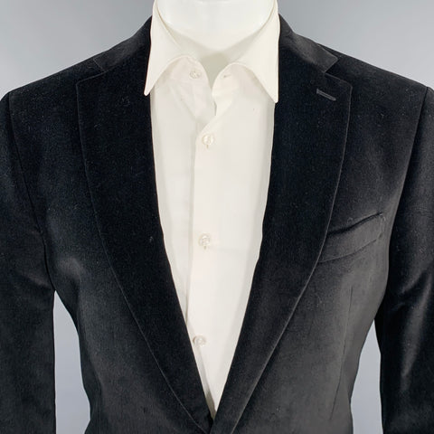 ALFANI Size 40 Black Velvet Cotton Single Breasted Sport Coat
