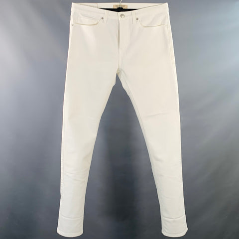 LEVI'S MADE & CRAFTED Size 32 White Twill Cotton Straight Slim Jeans