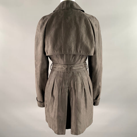 ALEXANDER MCQUEEN Size M Grey Polyethylene Solid Double Breasted Coat
