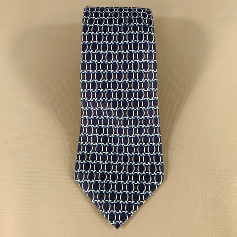 HERMES Navy Blue Knots Silk Tie