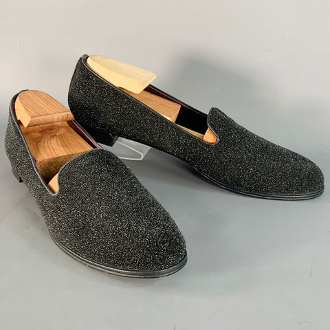 STUART WEITZMAN Size 11 Black Velvet Textured Slip On Loafers Flats