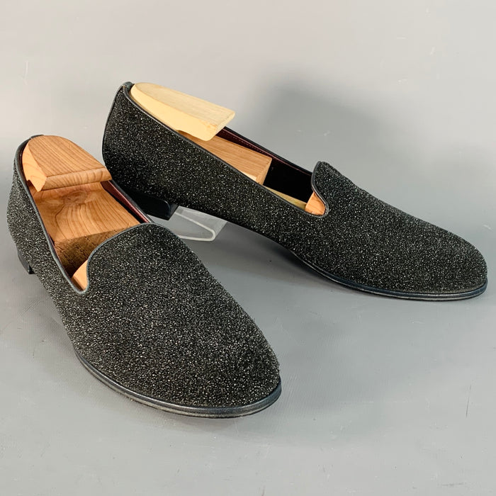 STUART WEITZMAN Mocassins plats à enfiler en velours texturé noir Taille 42