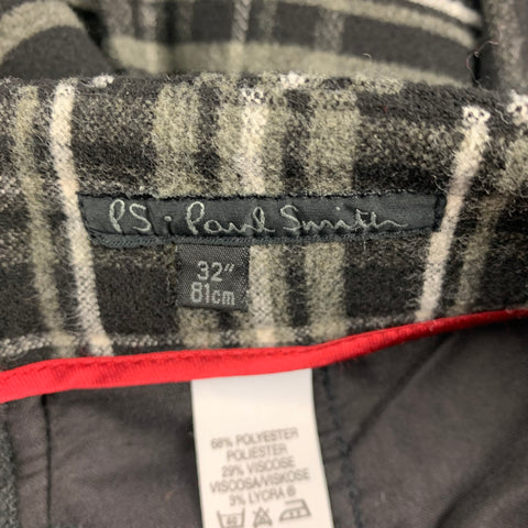 PS by PAUL SMITH Size 32 Black & Grey Plaid Polyester Blend Zip Fly Dress Pants