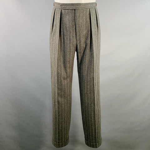Costume POLO by RALPH LAUREN Taille 38 Coupe classique Gris Rayures craie Revers crantés