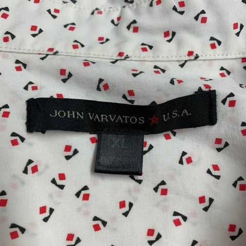 JOHN VARVATOS * U.S.A. Size XL White Black Red Graphic Short Sleeve Shirt