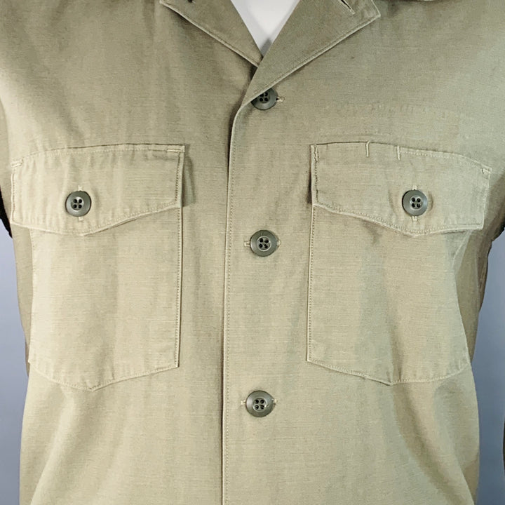 NONNATIVE Size XL Green Olive Cotton Two Pockets Long Sleeve Shirt