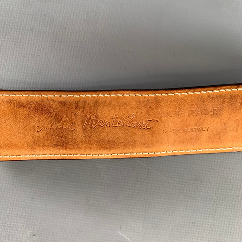 SUTOR MANTELLASSI Size 38 Brown Light Distressed Leather Belt