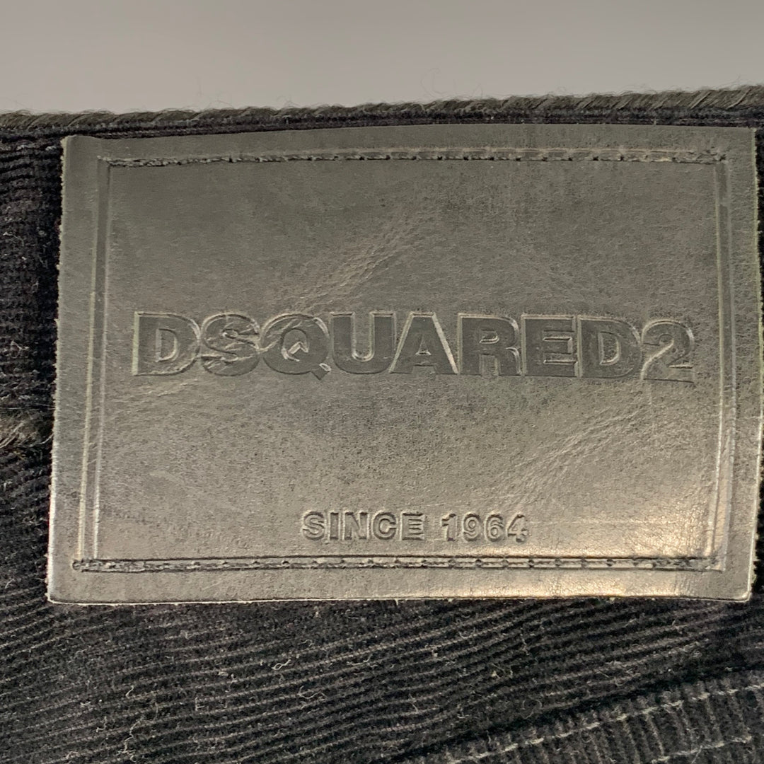 DSQUARED2 Size 32 Black Corduroy Cotton Blend Button Fly Casual Pants
