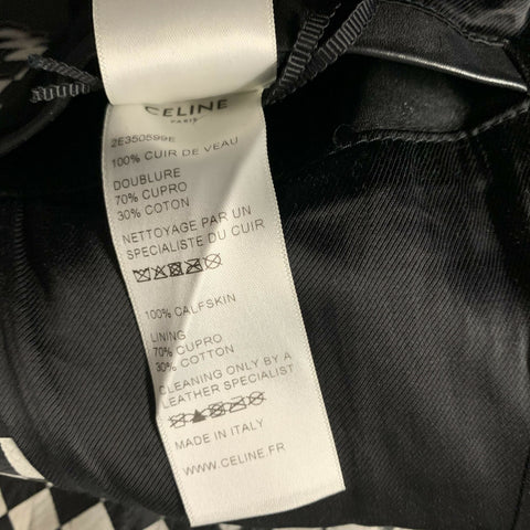 CELINE FW2019 Size 40 Black White Studded Leather Biker Jacket