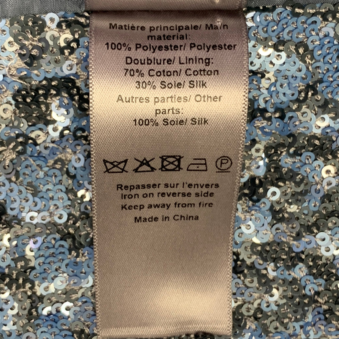 ZADIG & VOLTAIRE Size 42 Vanille Blue Grey Sequined Polyester Sport Coat