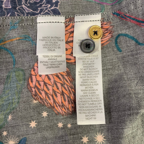 PAUL SMITH Size L Black Orange Floral Cotton Long Sleeve Shirt