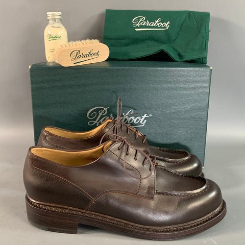 PARABOOT Size 10 Brown Leather Derby Lace Up Shoes