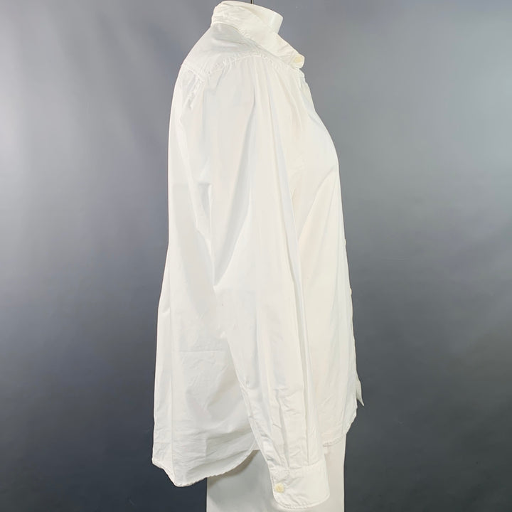 MERZ B. SCHWANEN GOOD BASICS Size XL White Cotton One Pocket Relaxed Fit Long Sleeve Shirt