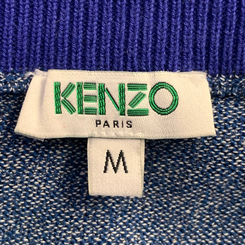 KENZO Size M Heather Blue Green Knit Cotton Crew Neck Pullover