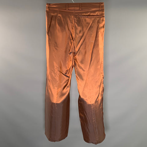 BIANCA SAUNDRES Size M Orange Metallic Viscose & Acetate Flat Front Dress Pants