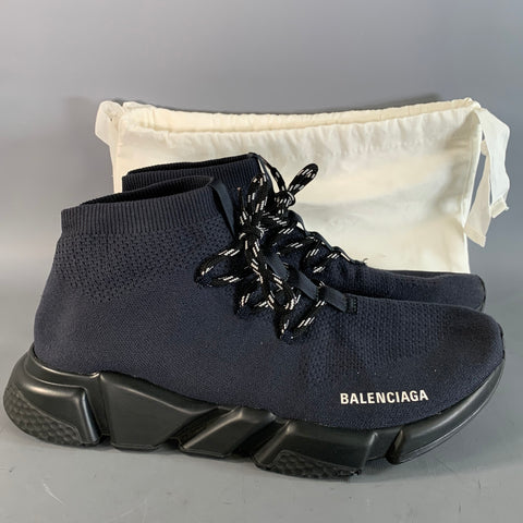 BALENCIAGA Size 12 Navy Black Mesh Runner Sneakers