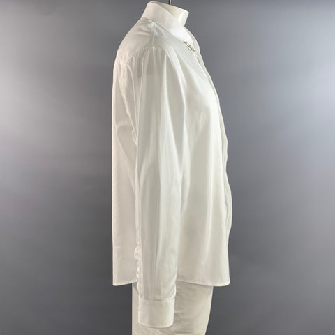 SIMONE ROCHA Size XXL White Cotton Hidden Placket Long Sleeve Shirt