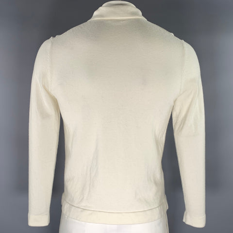 SUIT SUPPLY Size L White Cream Knit Wool Button Up Cardigan