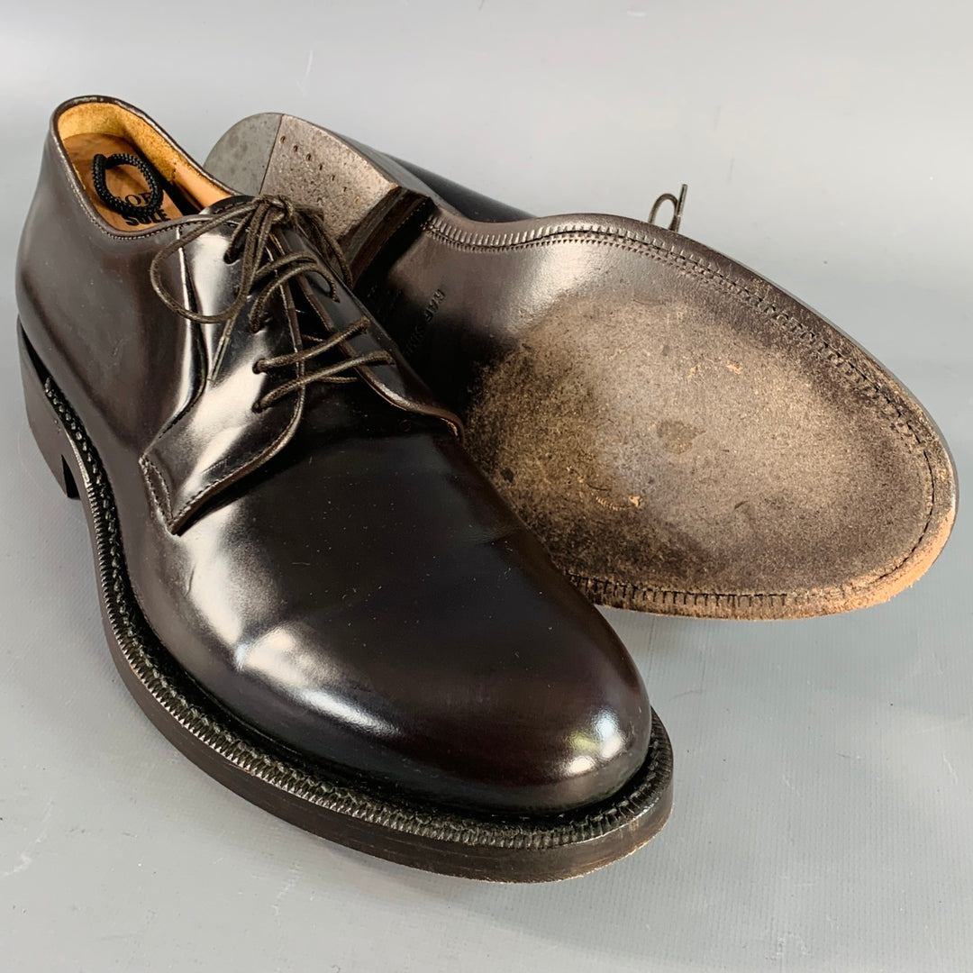 RAF SIMONS Size 8 Brown Leather Derby Lace-Up Shoes