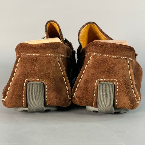 TO BOOT NY Size 10.5 Brown Silver Suede Horsebit Slip On Drivers Loafers