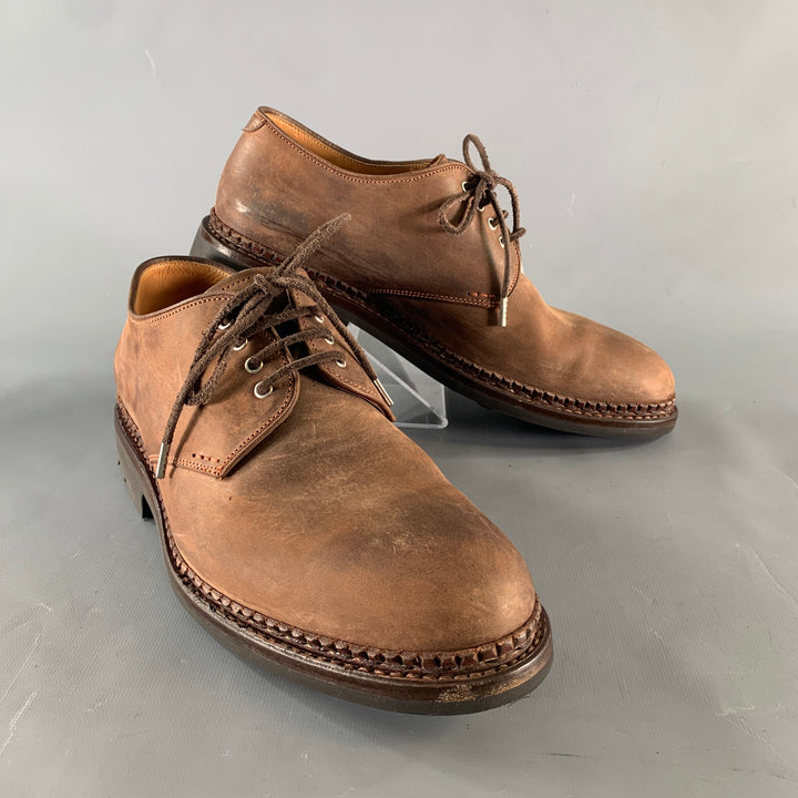 HESCHUNG Size 8 Brown Leather Derby Lace Up Shoes