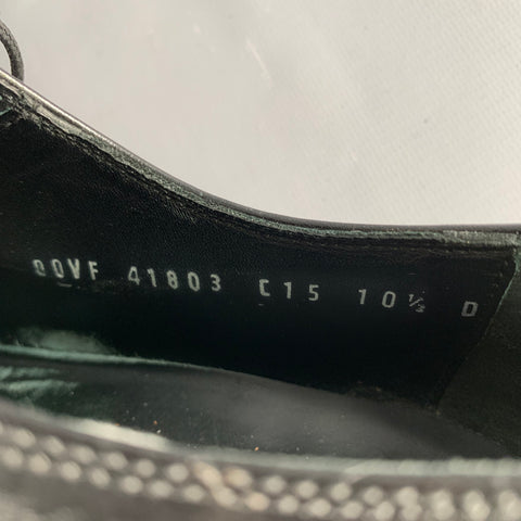 SALVATORE FERRAGAMO Size 10.5 Black Leather Cap Toe Lace-Up Shoes