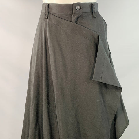 YOHJI YAMAMOTO Size S Black Wool Tapered Skirt Dress Pants