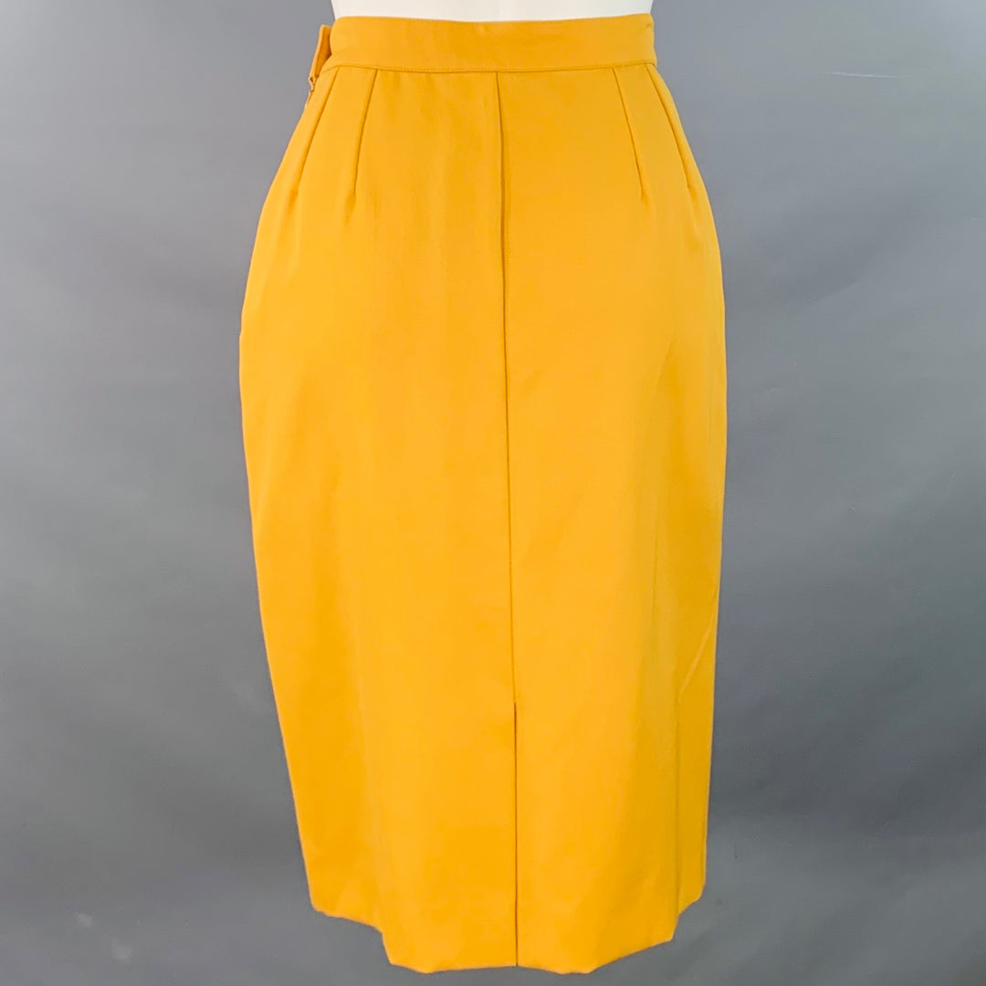 YVES SAINT LAURENT Size 6 Mustard Yellow Wool Twill Pencil Skirt