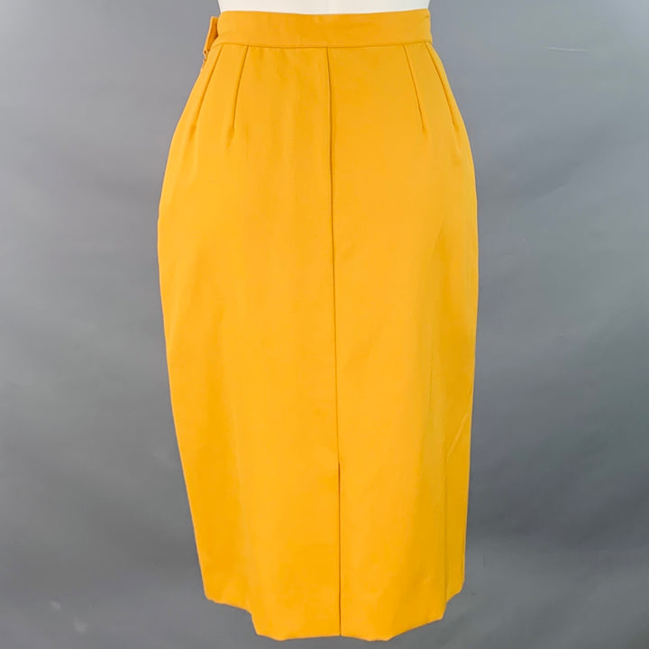 YVES SAINT LAURENT Size 6 Mustard Yellow Wool Twill Pencil Skirt