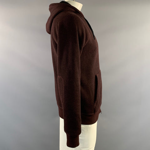 JOHN VARVATOS * U.S.A. Size L Burgundy Black Cotton & Polyamide Hooded Jacket