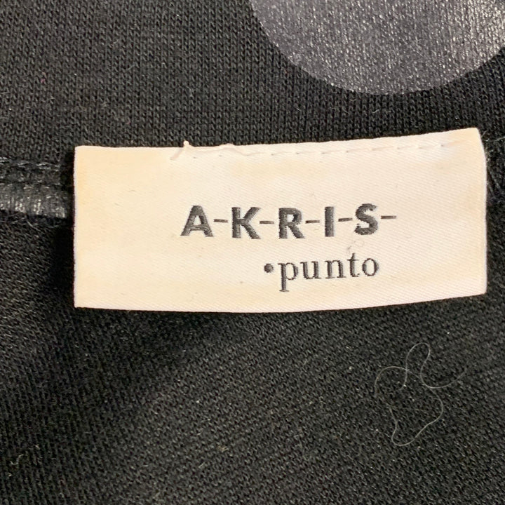 AKRIS Size 10 Black Viscose Blend Polka Dot Crew Neck T-Shirt