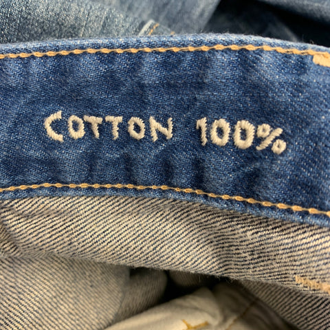 45rpm Size 28 Blue Cotton Distressed Straight Selvedge Jeans