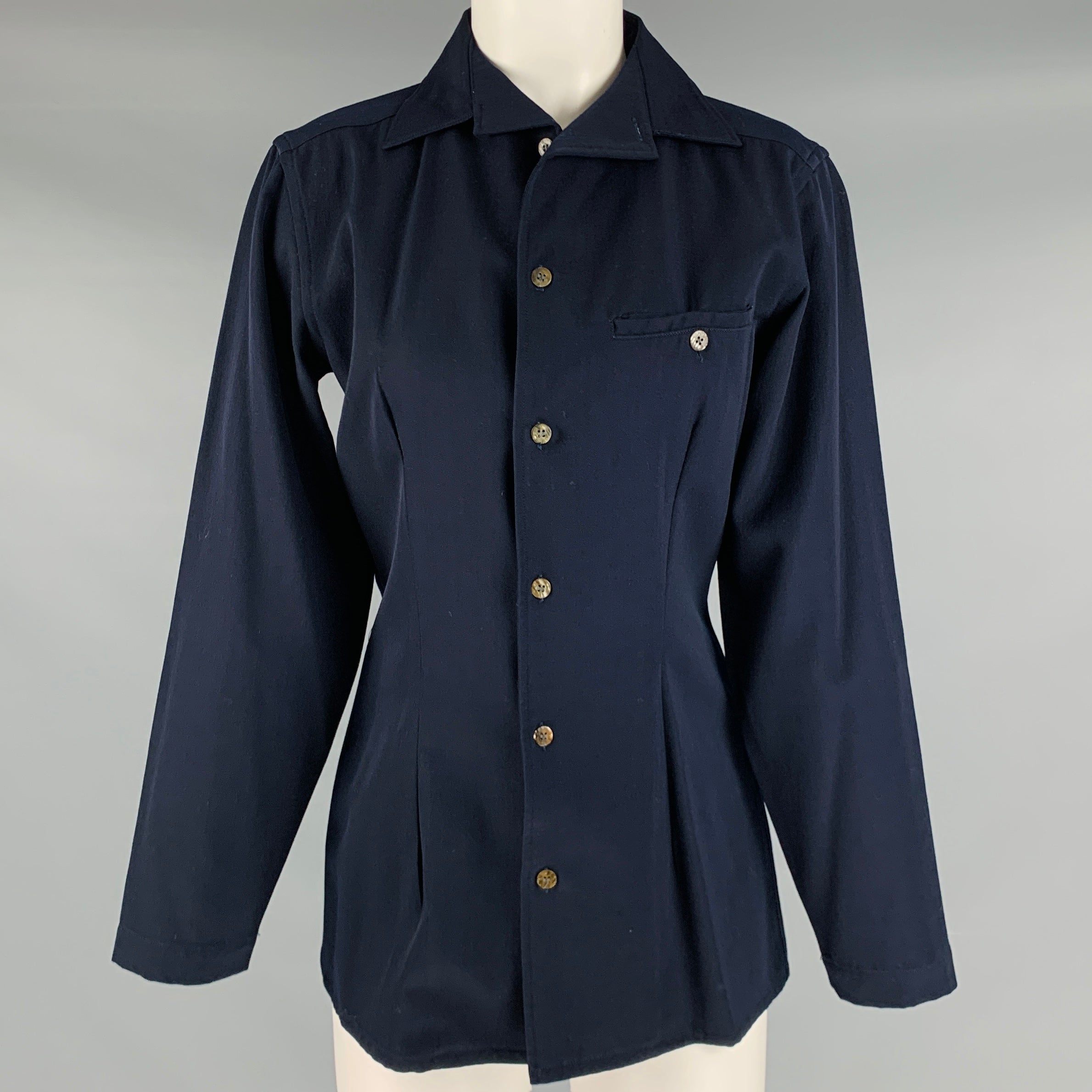 COMME des GARCONS Size S Navy Twill Buttoned Shirt – Sui Generis