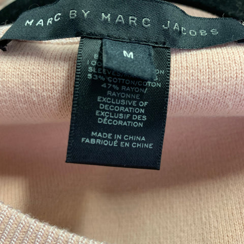 MARC by MARC JACOBS Size M Pink Cotton Sequined Raglan Sleeve Sweater