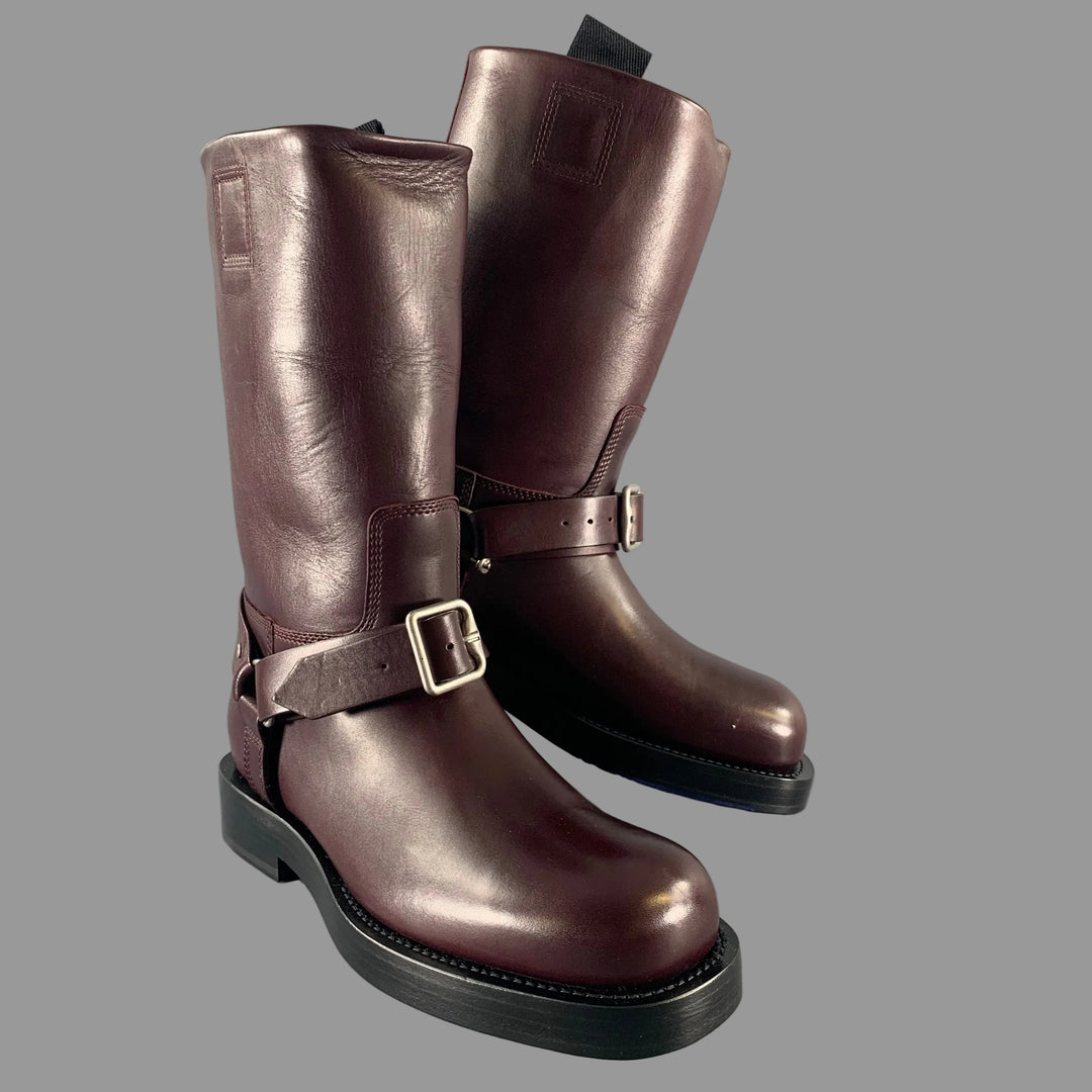 BURBERRY Size 7.5 Burgundy Leather Pull On Boots – Sui  display picture 1