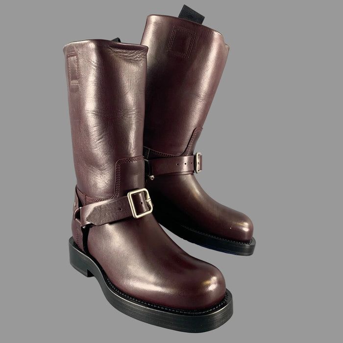 BURBERRY Size 7.5 Burgundy Leather Pull On Boots