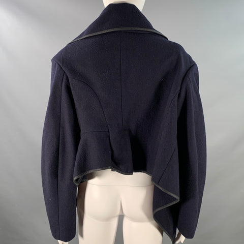 COMME des GARCONS Vintage 1999 Size M Navy Wool Blend Unstructured Shawl Collar Open Front Jacket