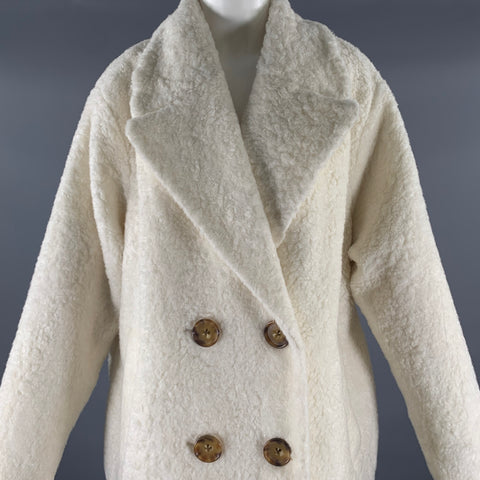KATE SPADE Size XL Cream Acrylic Blend Faux Fur Peacoat