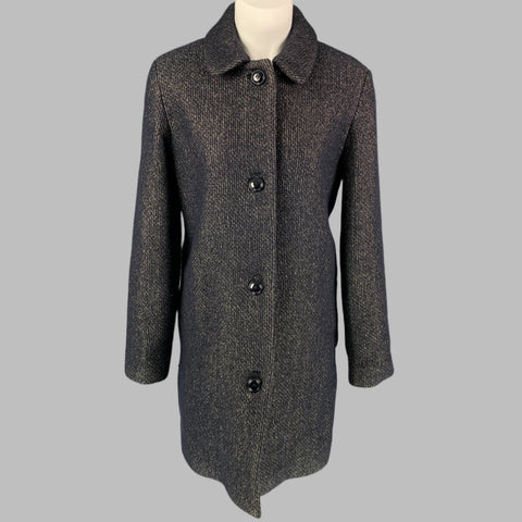 A.P.C. Size 6 Black Gold Wool Blend Metallic Buttoned Coat
