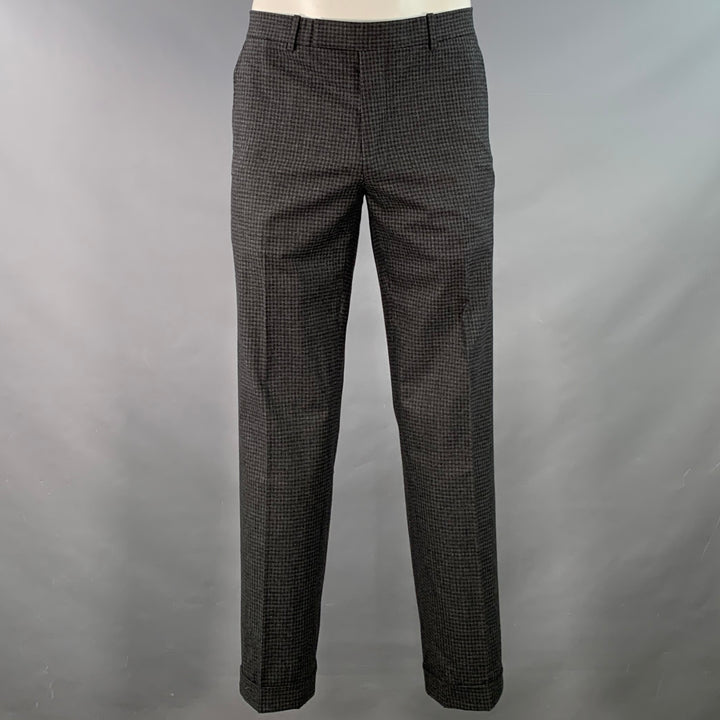 BAND OF OUTSIDERS Size 42 Grey Black Checkered Wool Blend Suit