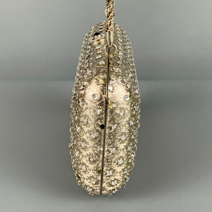 ANDRE CELLINI Silver Metallic Floral Rhinestones Handbag